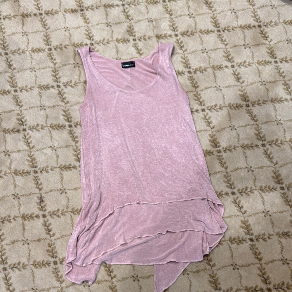Pink Asymmetrical Sleeveless Tank Top